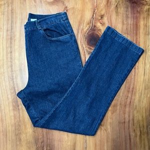 Loup L Large High Rise Jeans Dark Wash Women's Button Fly Cotton Stretch